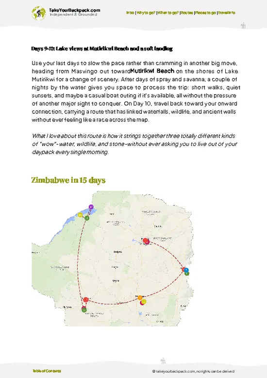 example page 4 from our offline Travel Guide for Zimbabwe