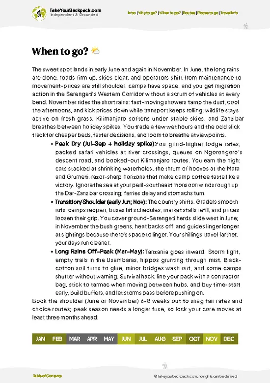 example page 3 from our offline Travel Guide for Tanzania