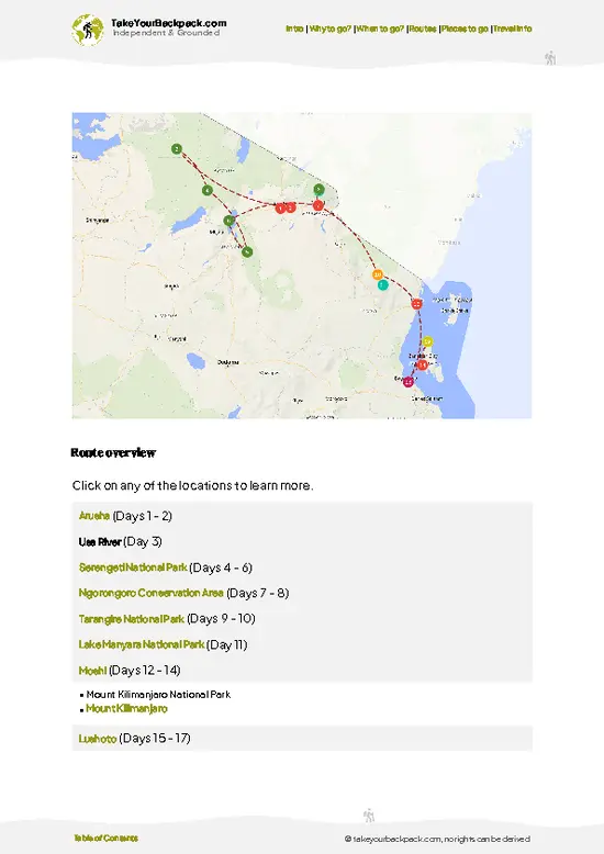 example page 4 from our offline Travel Guide for Tanzania