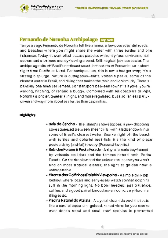 example page 4 from our offline Travel Guide for Brazil