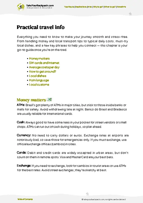 example page 6 from our offline Travel Guide for Brazil