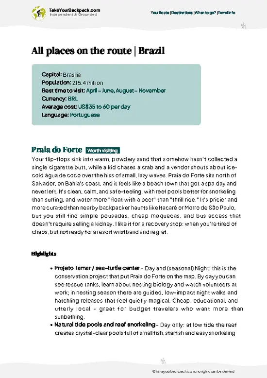 example page 10 from our offline Travel Guide for Brazil