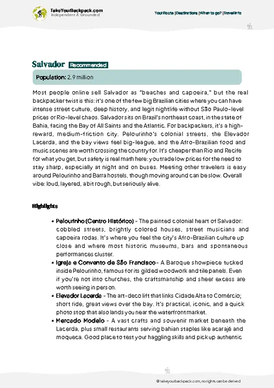 example page 11 from our offline Travel Guide for Brazil