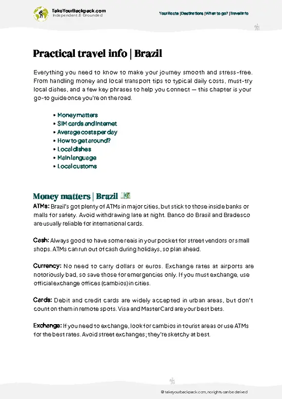 example page 13 from our offline Travel Guide for Brazil